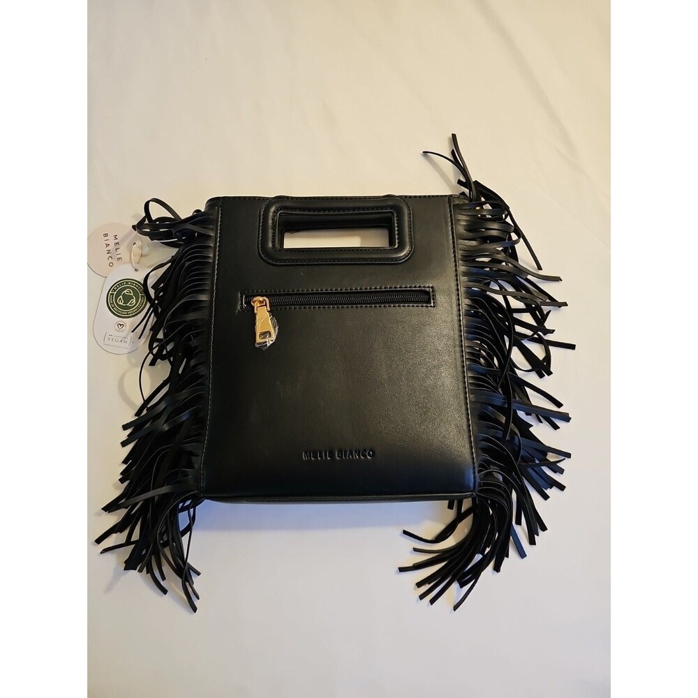 Melie Bianco Jamie Black Recycled Vegan Crossbody fringe western cowgirl Bag
